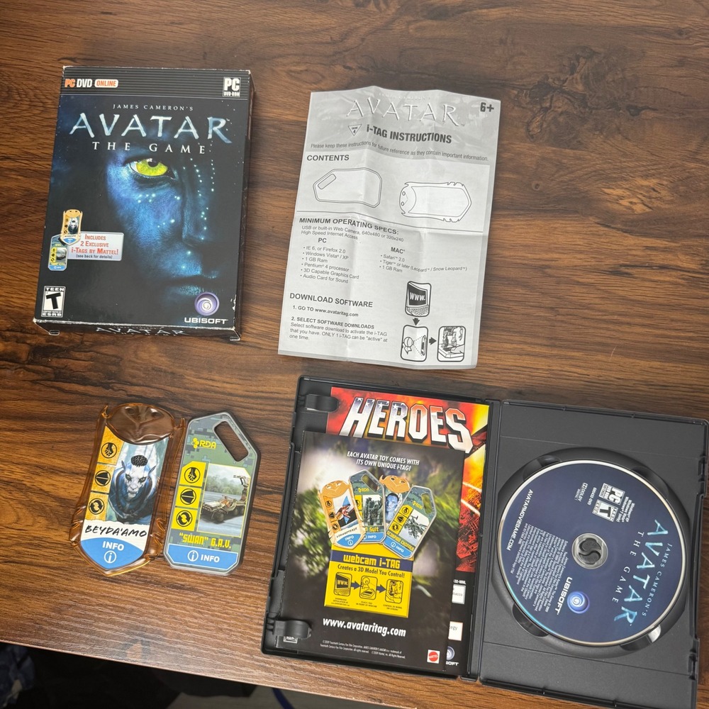 James Cameron's Avatar The Game PC DVD-ROM Ubisoft 2009 with 2 Mattel i-Tags